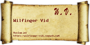 Wilfinger Vid névjegykártya